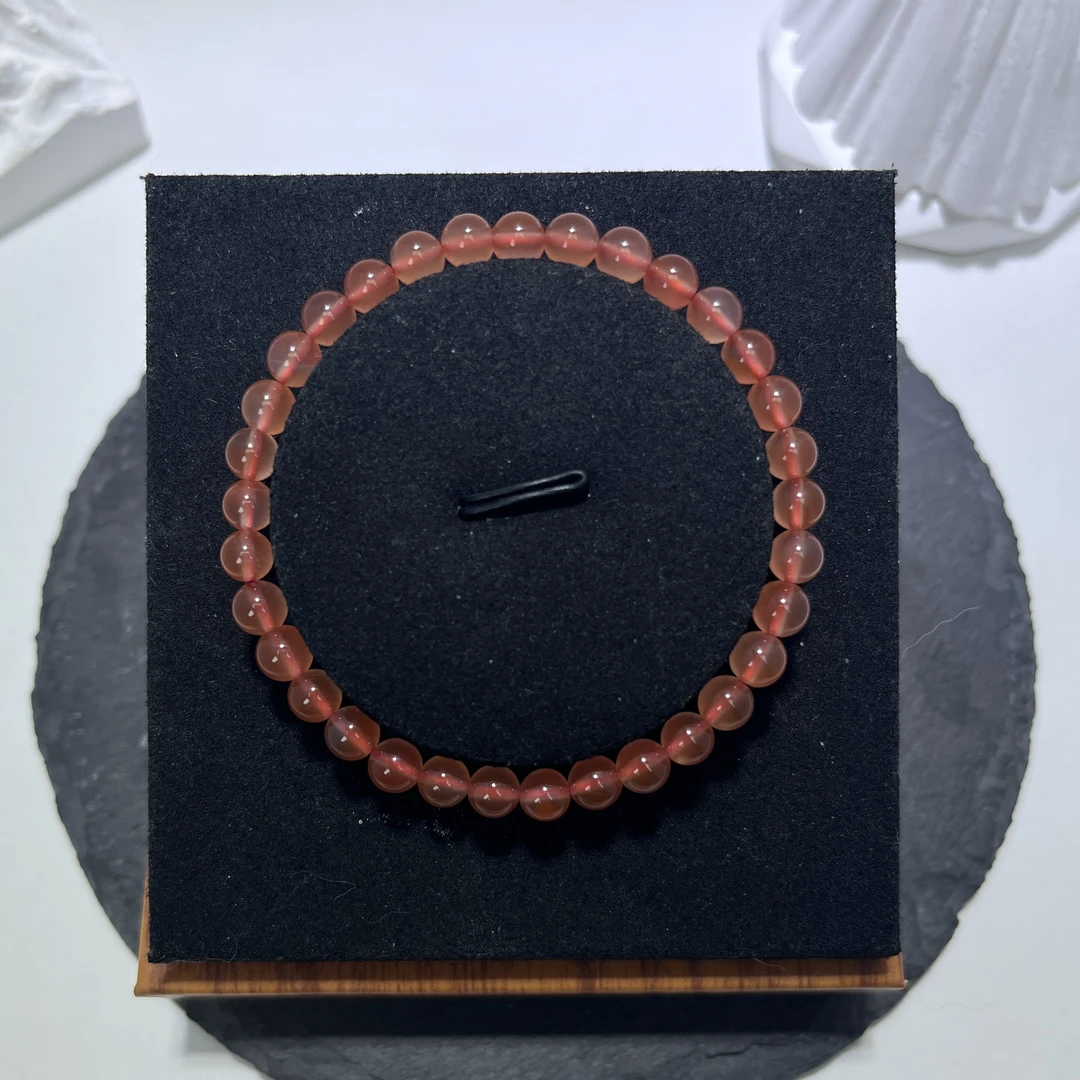 JM58033天然原矿丽江冰红系列冰橙南红单圈手串5mm➕