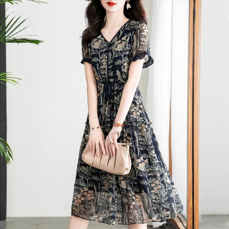 十三行纱料连衣裙女夏2025新款雪纺气质高端品牌今年流行爆款裙子