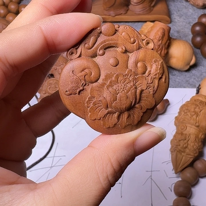 手串/手链檀香木老山檀香蝶恋花如意锁