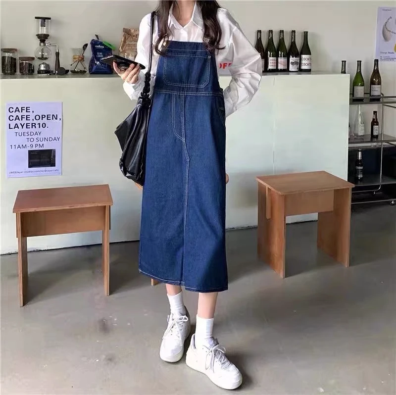 芬芬家-【牛仔裙背带裙】春夏款休闲学院简约韩版牛仔背带裙