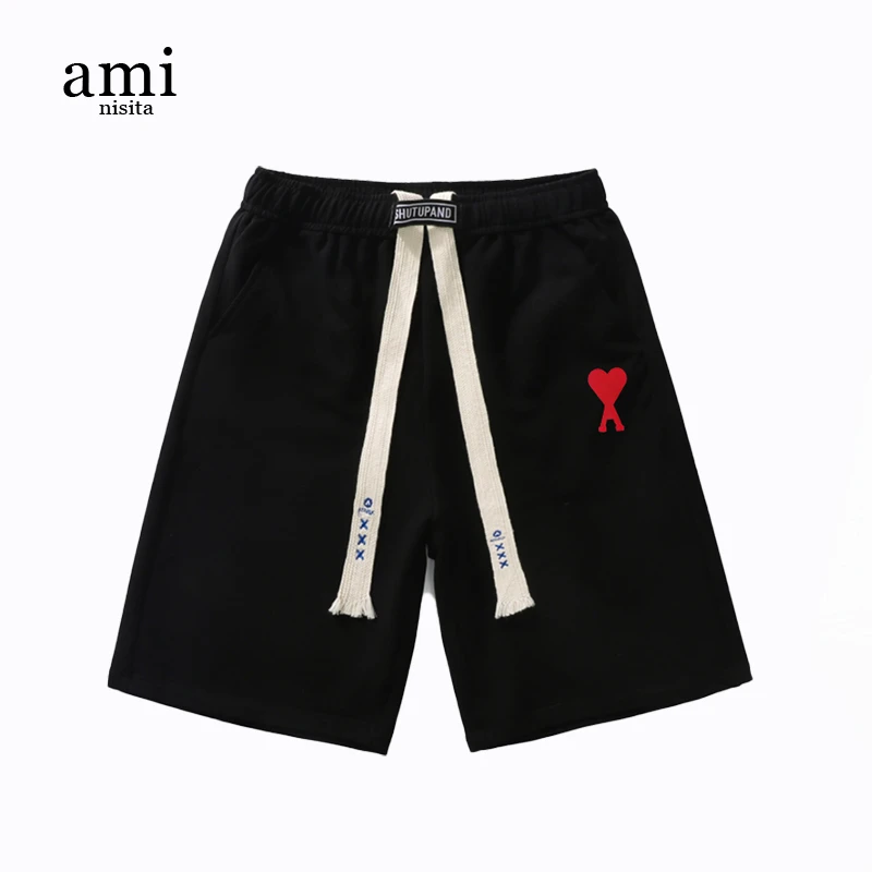 AMI NISITA夏季男士直筒短裤潮流美式高街休闲刺绣宽松运动五分裤