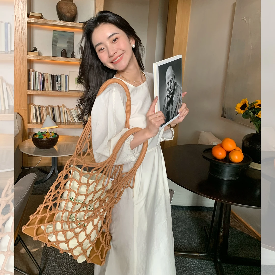 LICKYSENIOR   Chilly girl 清冷row裙纯色七分袖长裙春款