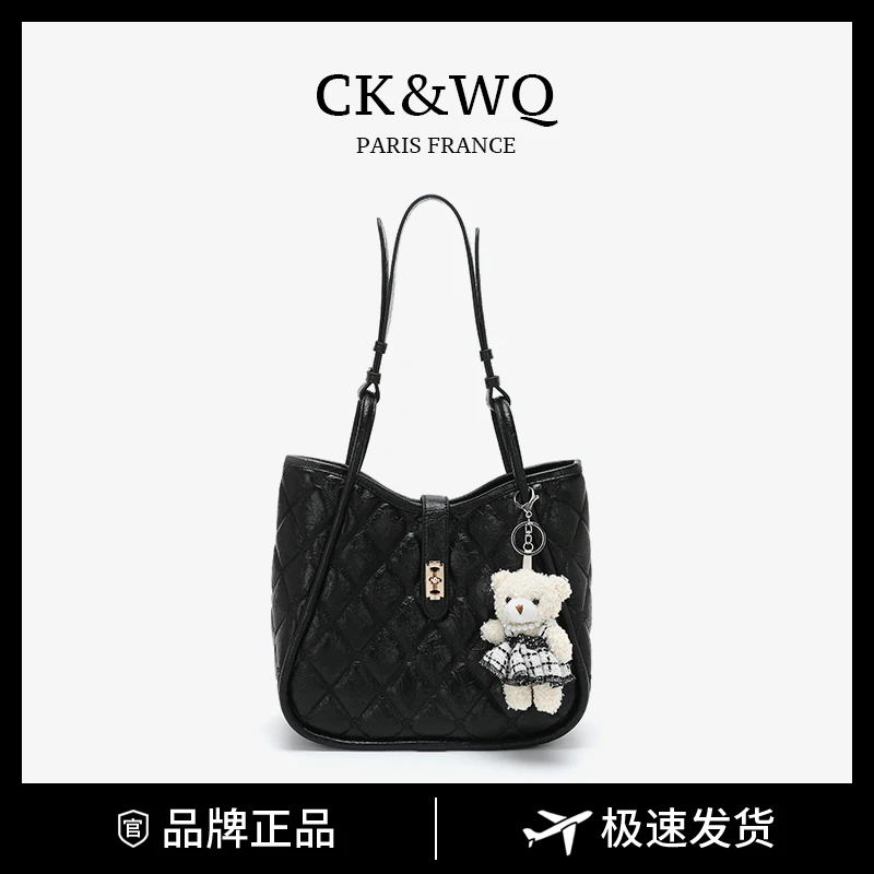CK&WQ9-16上新简约时髦小香风菱格单肩包百搭通勤托特包WQ-7565G