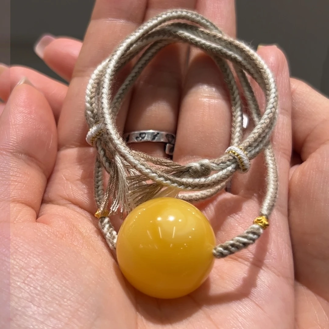 未镶嵌颈饰蜜蜡?****?蜜蜡胶皮料圆珠设计款项链