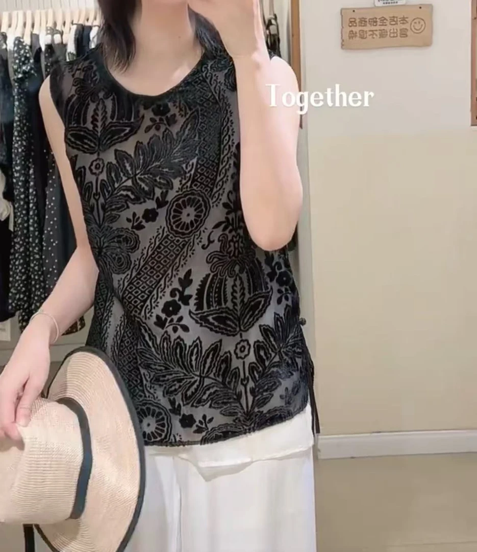 高货！桑蚕丝真丝丝绒！L胸108长65高级感双层衬衫上衣 1416