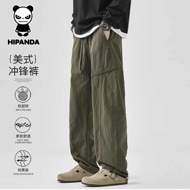Hi Panda你好熊猫秋季新款美式休闲工装裤男士潮牌宽松直筒长裤子