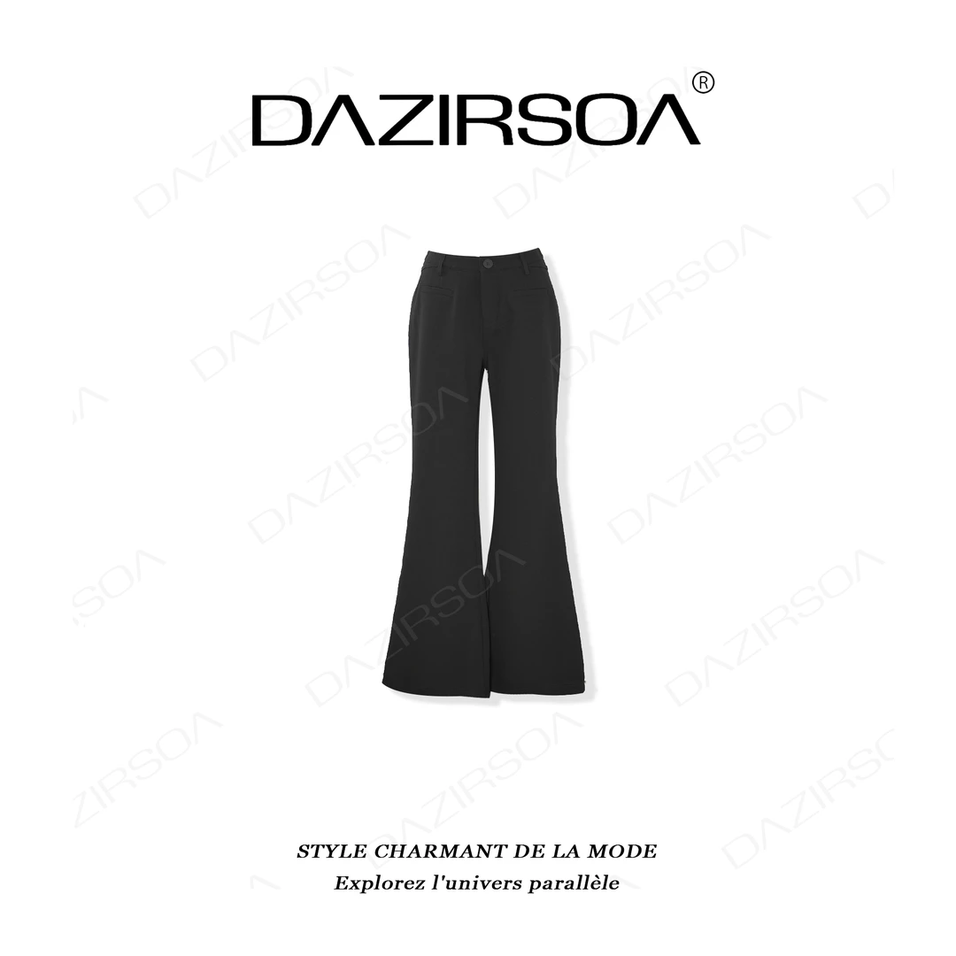 DAZIRSOA/达姿“独立的你”时尚百搭拼接蝴蝶结洋气喇叭西裤 X809