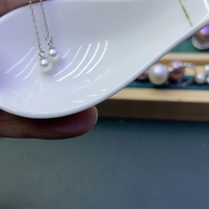 淡水珍珠耳饰银S925镶嵌小*