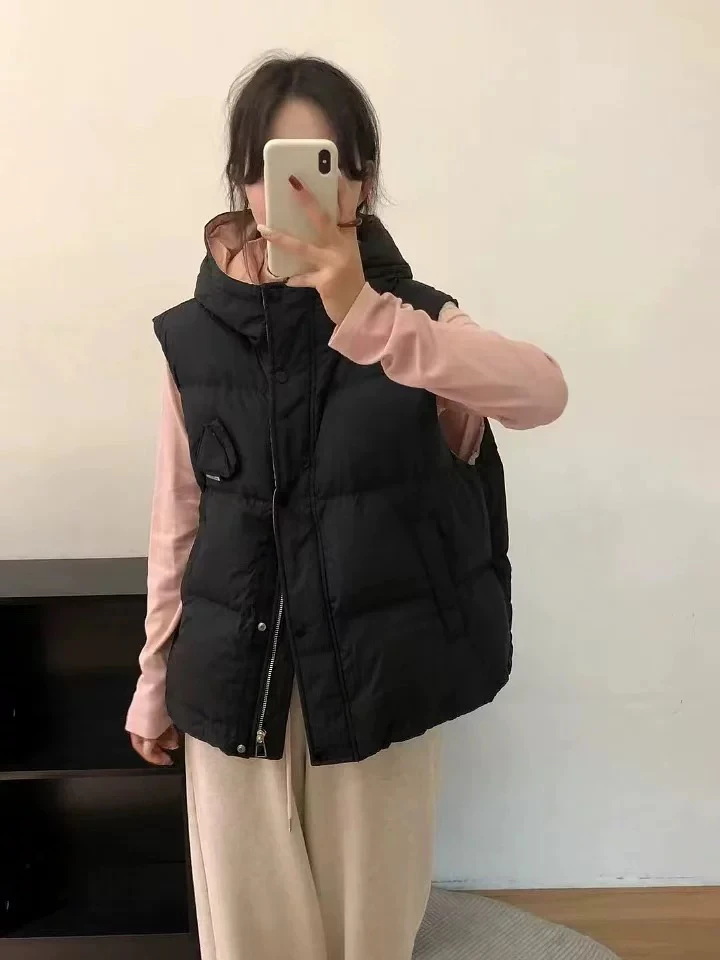拼色连帽90白鸭绒女士羽绒服马夹9569店