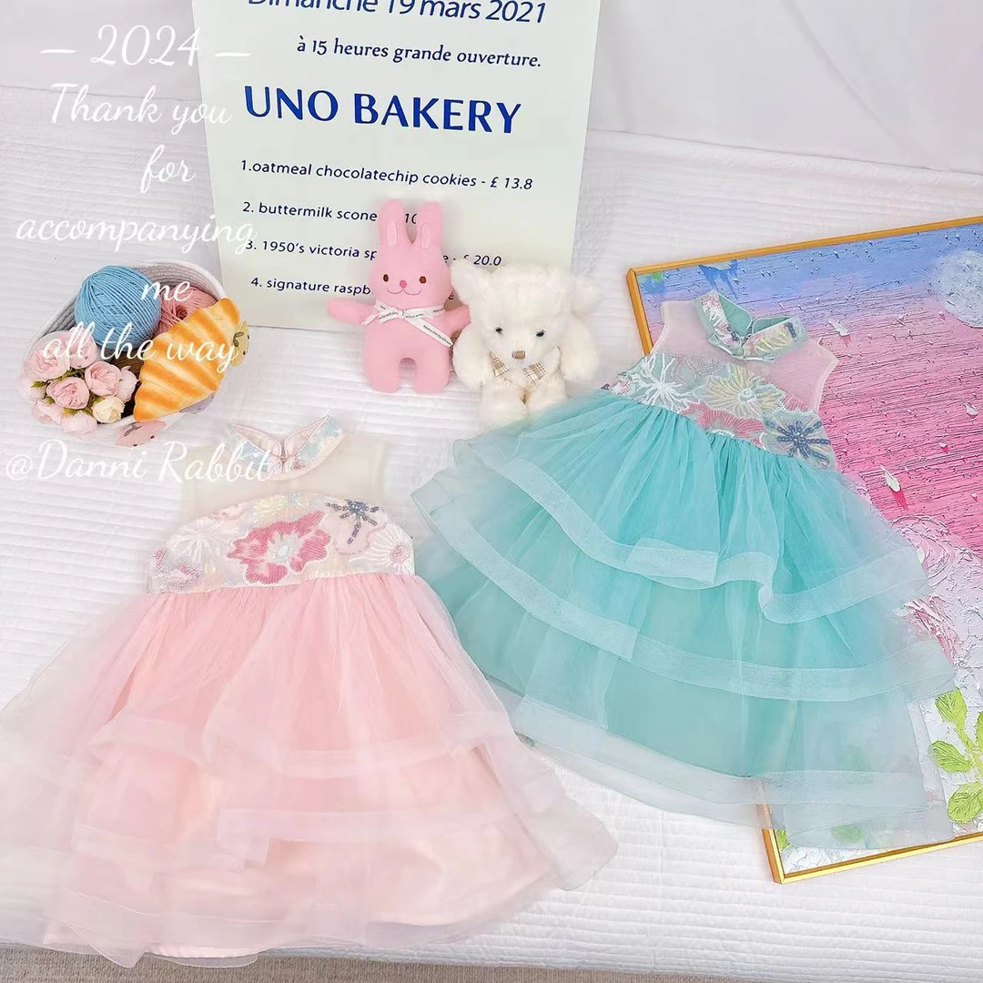 新款夏装甜美风网纱拼接多层女童蛋糕裙（建议手洗） D-T01