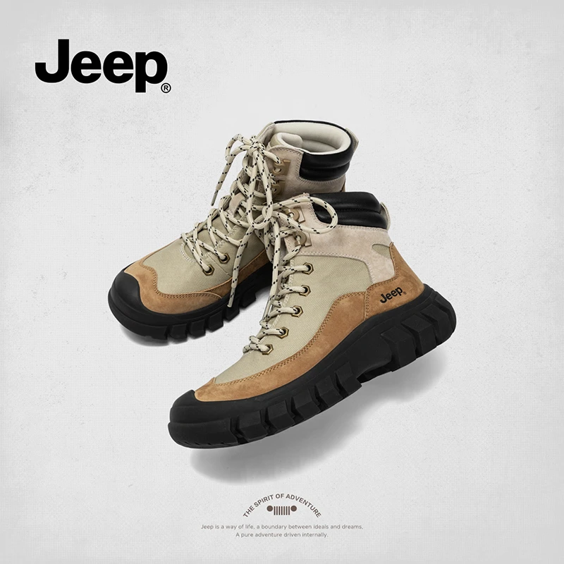 【Jeep/吉普】秋冬马丁靴户外徒步登山鞋2025新款增高英伦风工装靴
