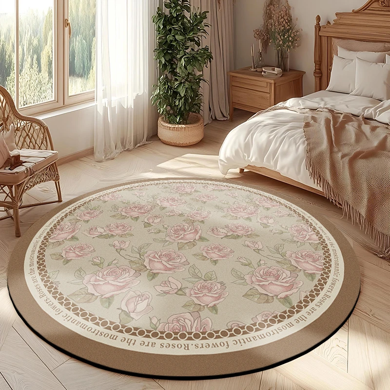 【全尺寸】圆形玫瑰花地垫镜摇摇椅专用防滑垫吸水防滑垫子