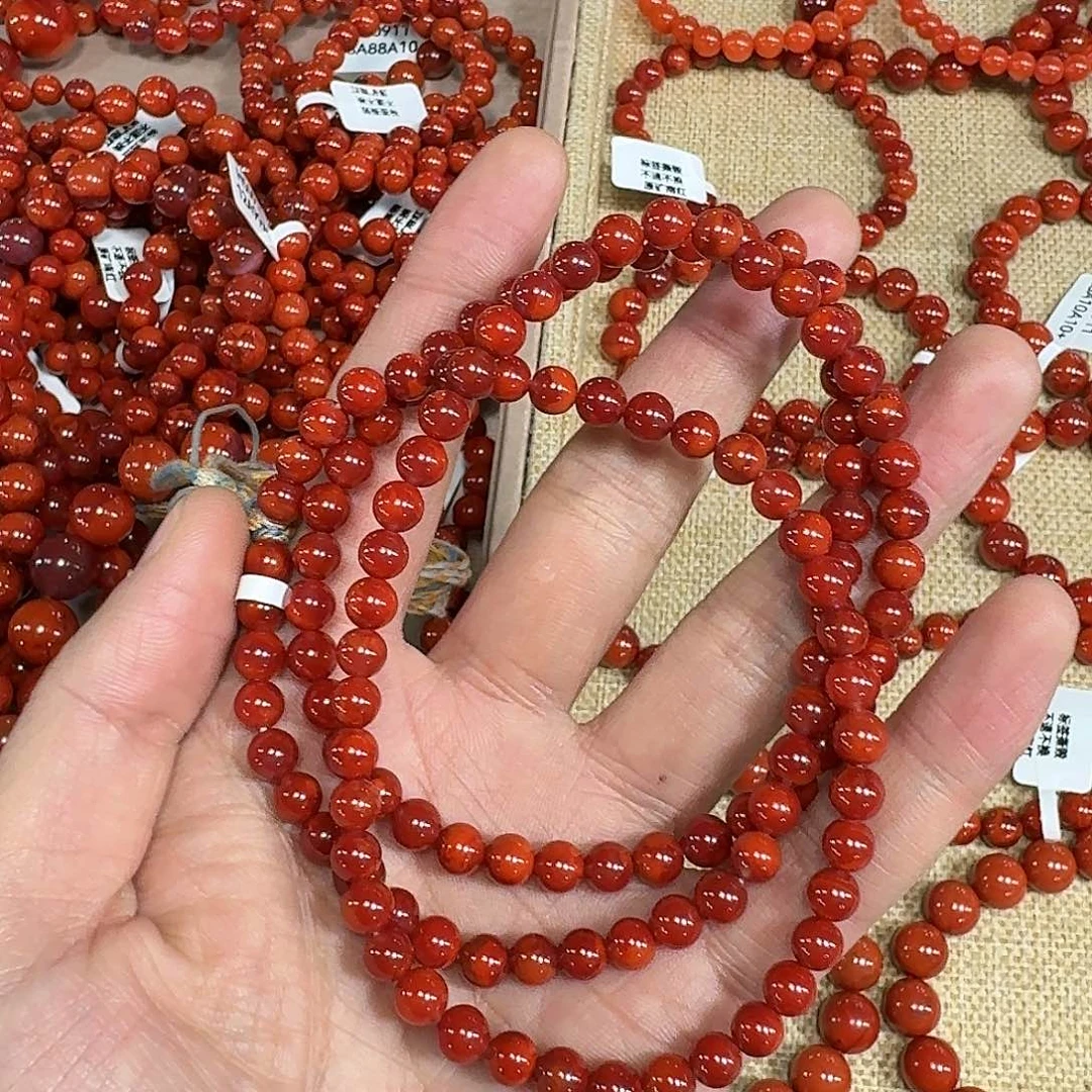 南红玛瑙未镶嵌手链原矿南红项链6mm瓦西车厘子精品