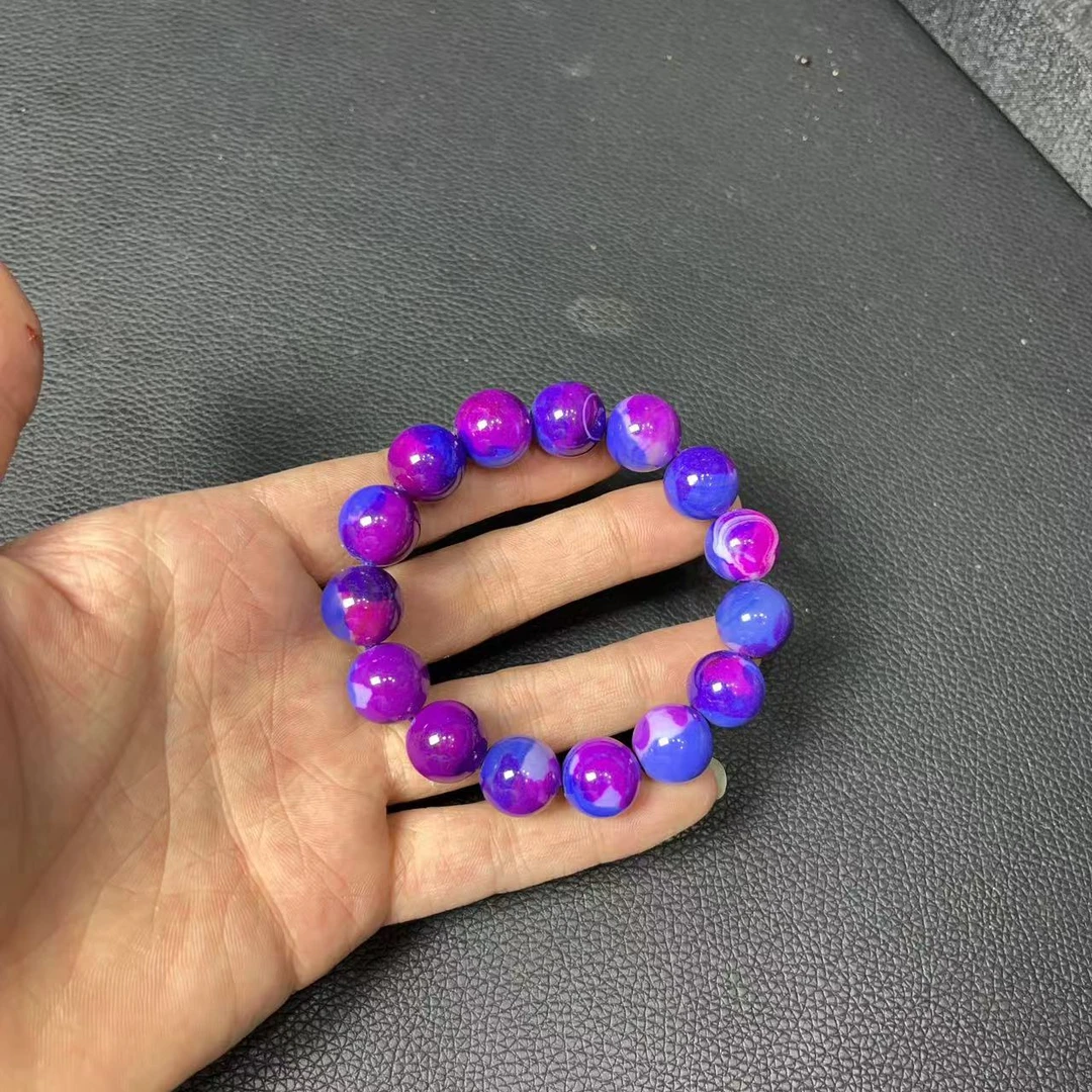 天然炫彩紫俱来蓝莲花精品玛瑙手串 A200—多样性发