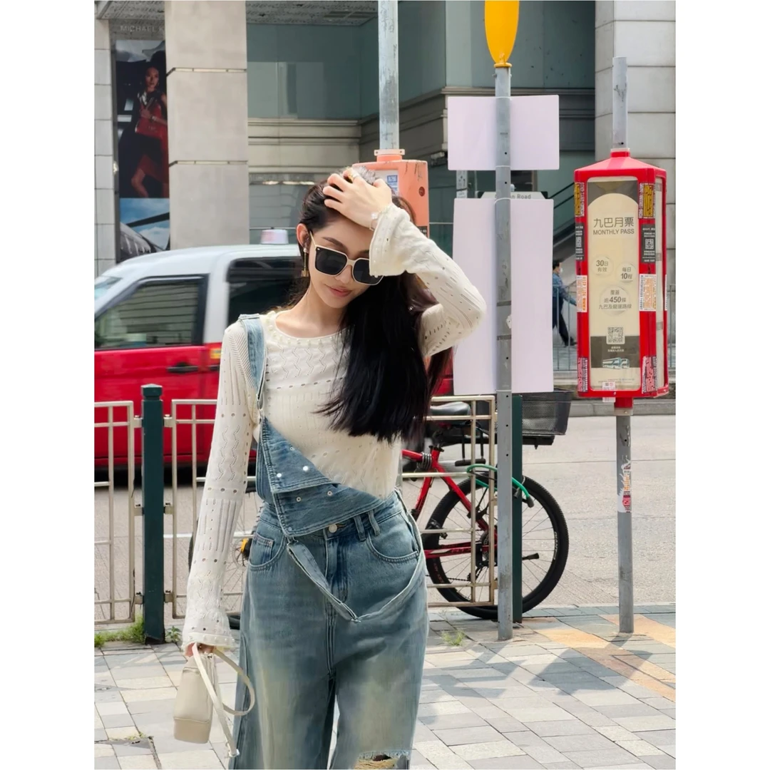 JANGHEMEI【复古宽松针织衫】镂空珍珠上衣 G18853M42