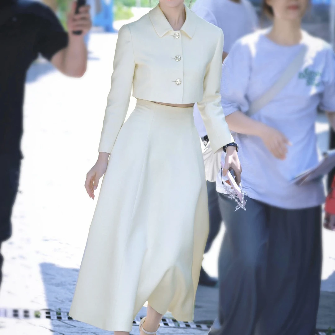 2025秋名媛气质同款白色小香风连衣裙短款外套搭配a字裙套装1848