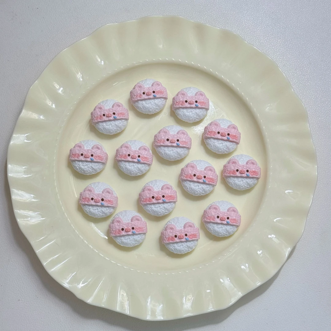 （选款专用）猪猪粉扑捏捏纯手工食品级挂件解压玩具纯捏捏不含盘子