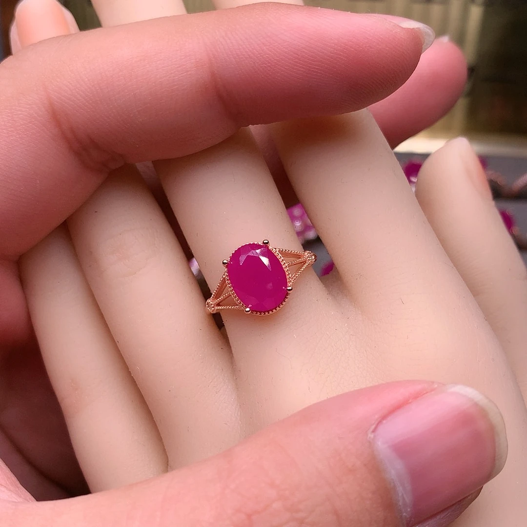 红宝石戒指银S925镶嵌