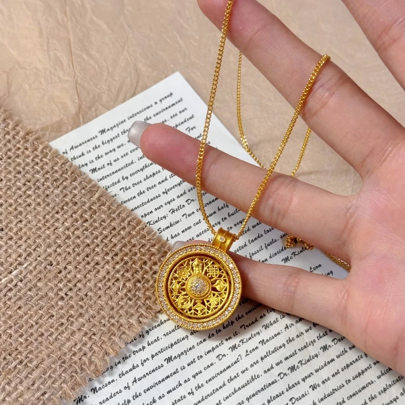 铜合金项链 吉祥八宝罗盘可旋转毛衣链项链小众有质感【2901】