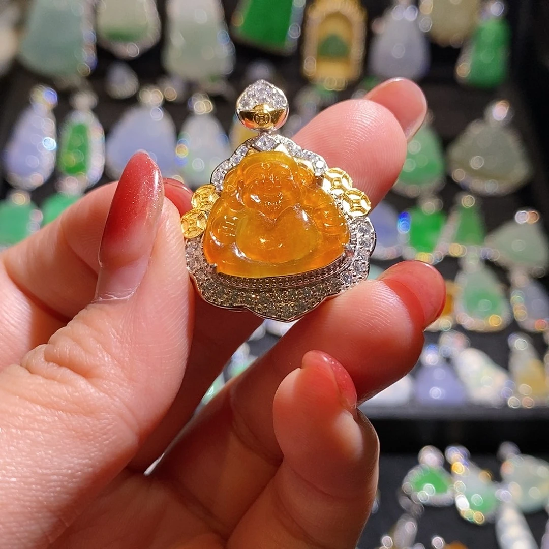 颈饰银S925镶嵌翡翠天然翡翠