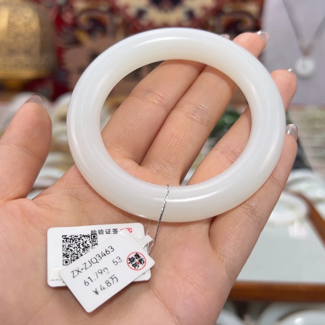 和田玉未镶嵌手镯新疆和田玉羊脂白镯