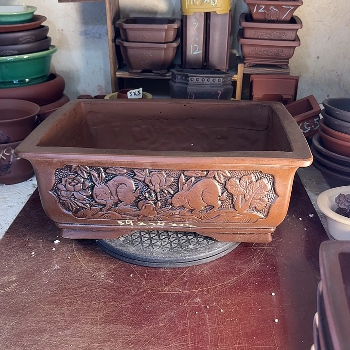 紫砂花盆，手工制作