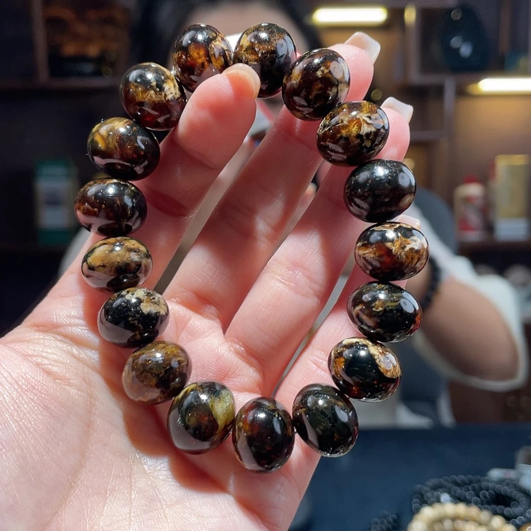 琥珀颈饰未镶嵌15m黑花