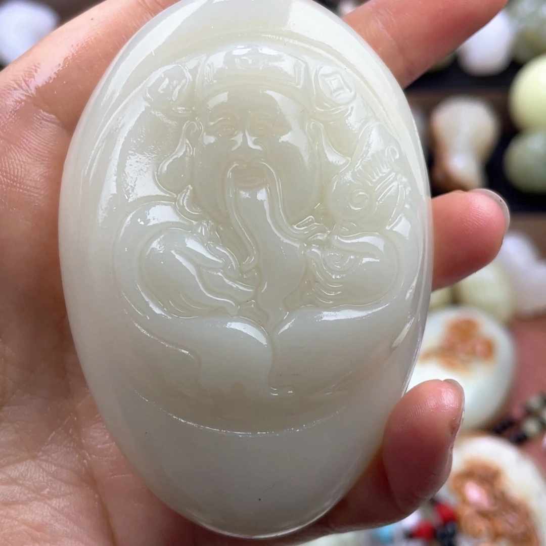 用***2石材天然古青石手把件