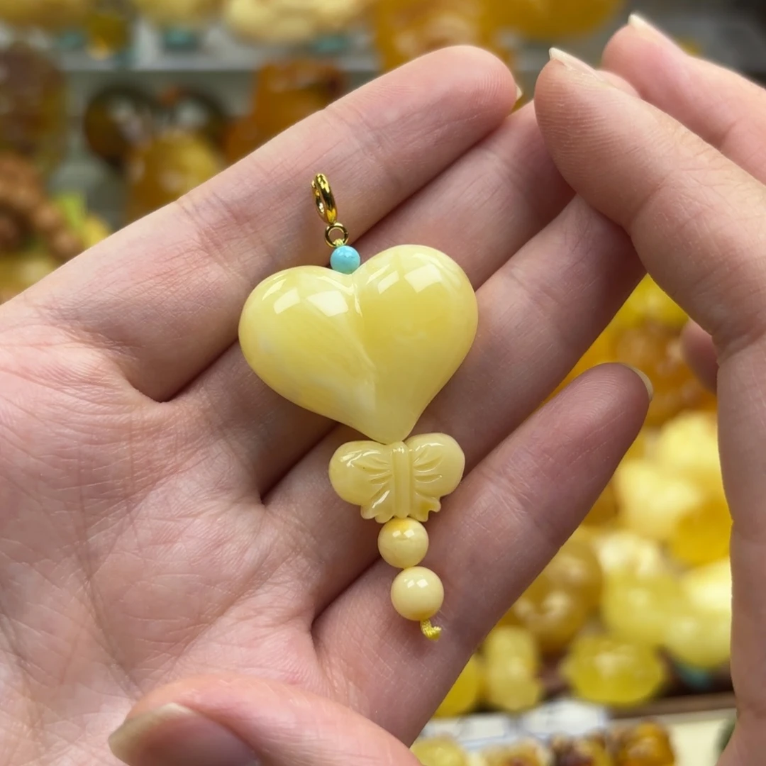 裸石蜜蜡未镶嵌蜜蜡吊坠打孔不退不换