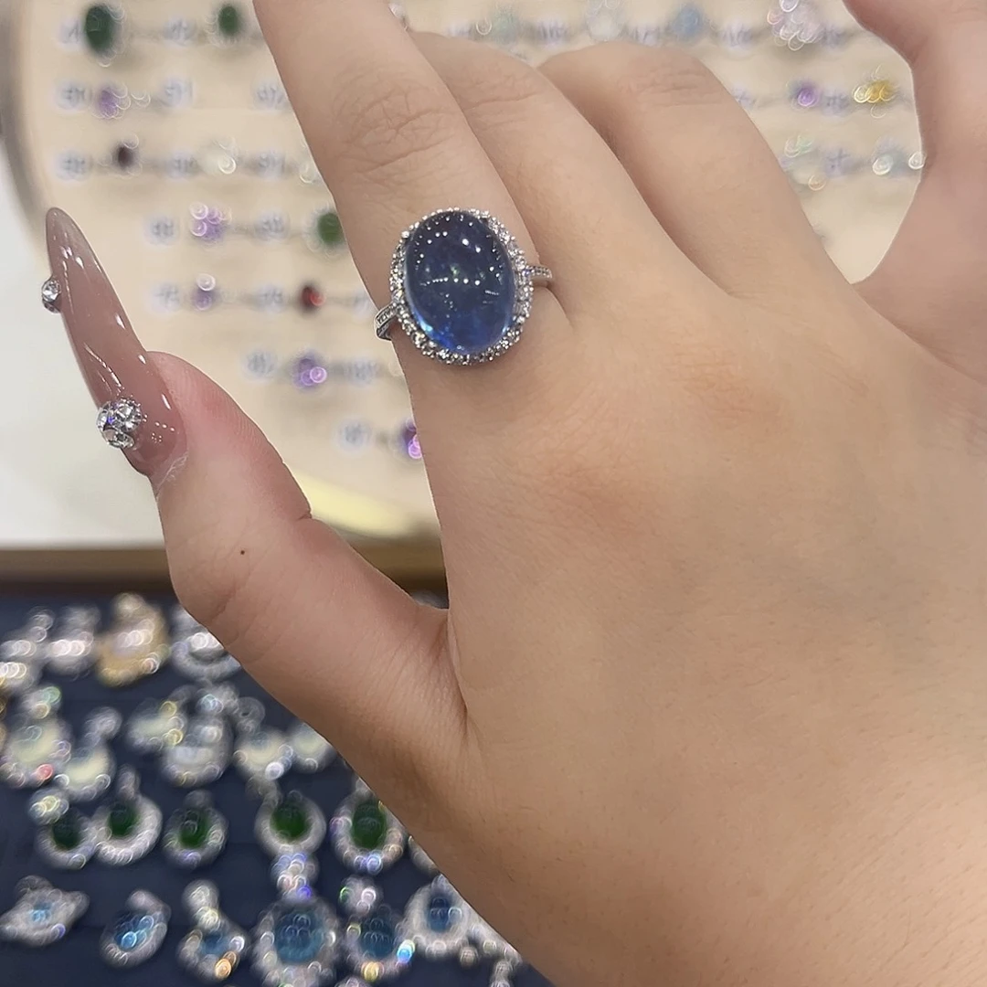 自***刚蛇纹石玉银S925镶嵌戒指