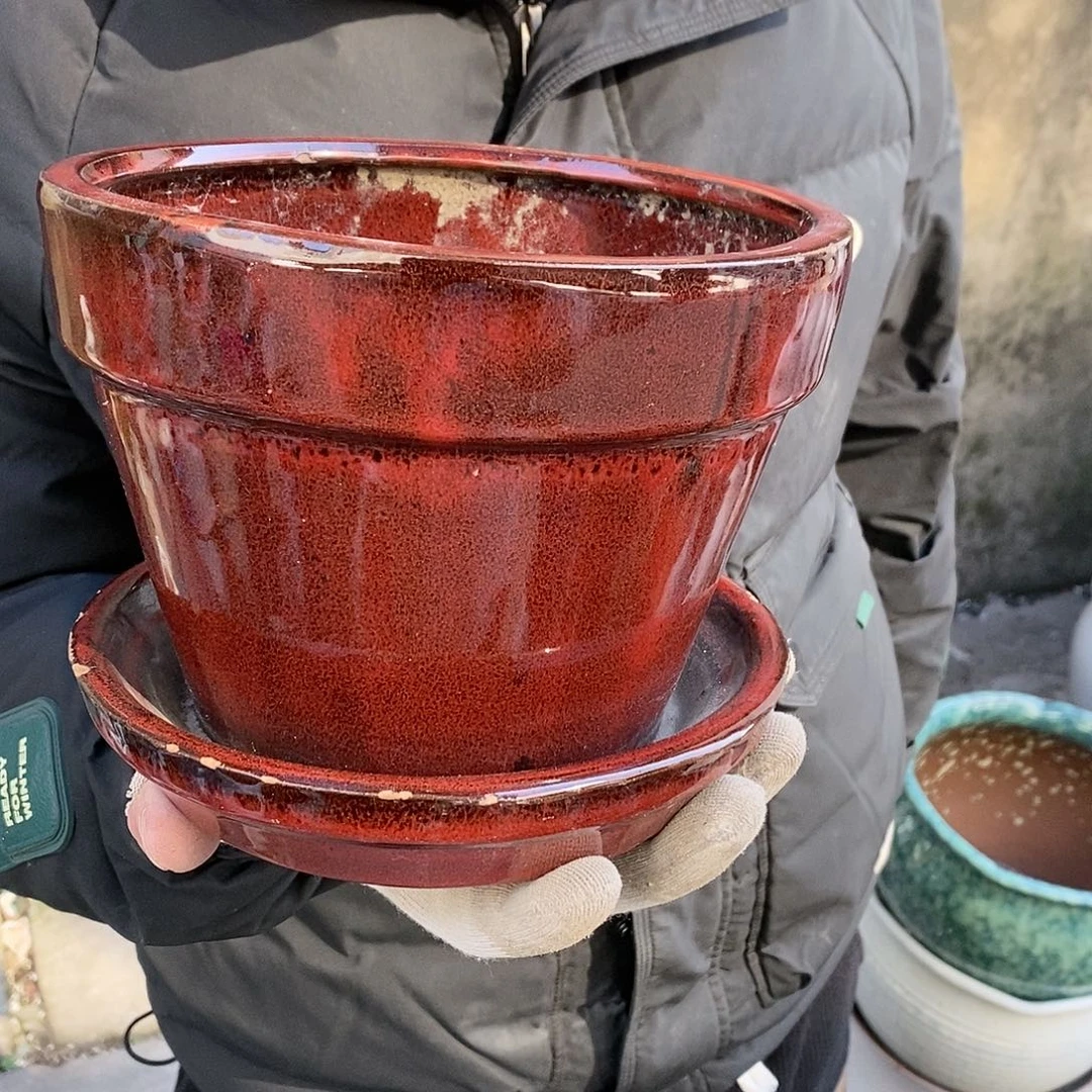 紫砂花盆瑕疵口17高14