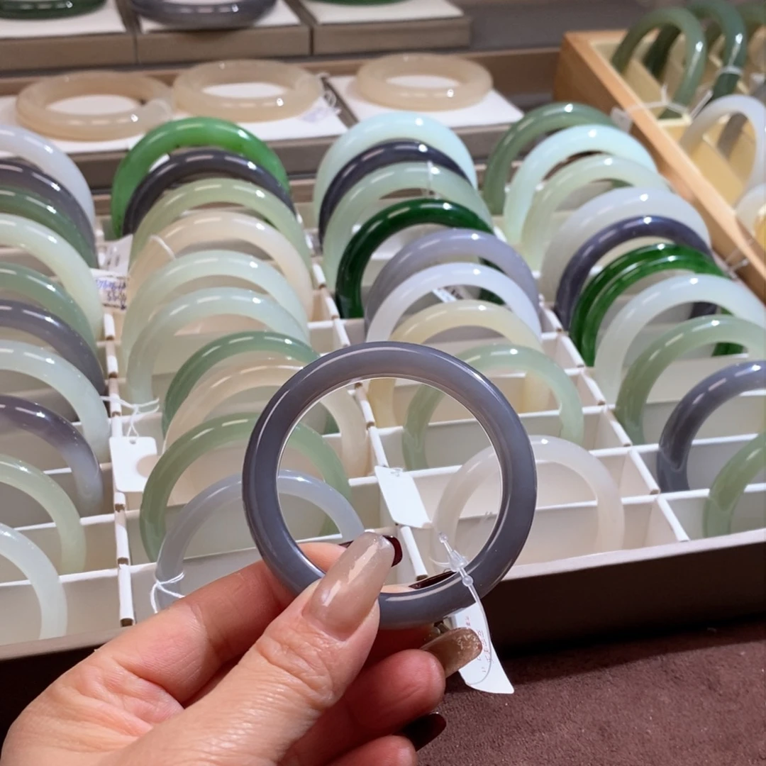 和田玉手镯未镶嵌香芋紫50.51