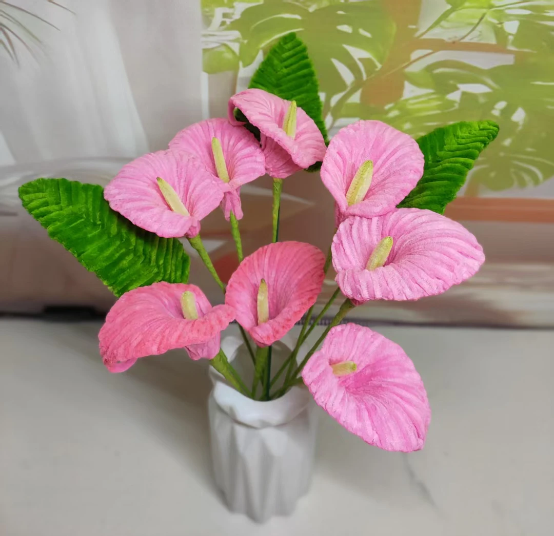 马蹄莲摆件装饰毛根加密扭扭棒马蹄莲花束DIY材料包