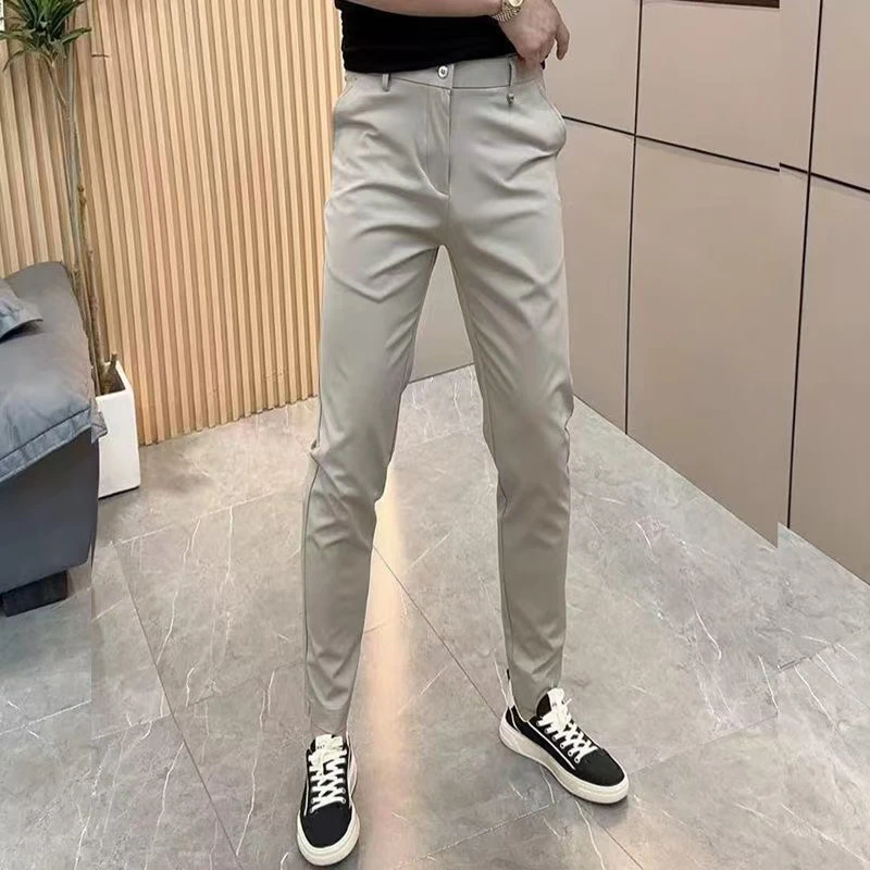 时尚韩版修身潮流男士潮男士春夏商务小脚裤夏季休闲裤男装