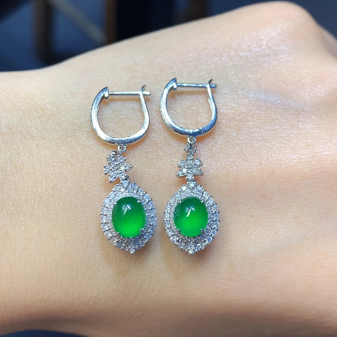 翡翠耳饰18K金镶嵌耳饰