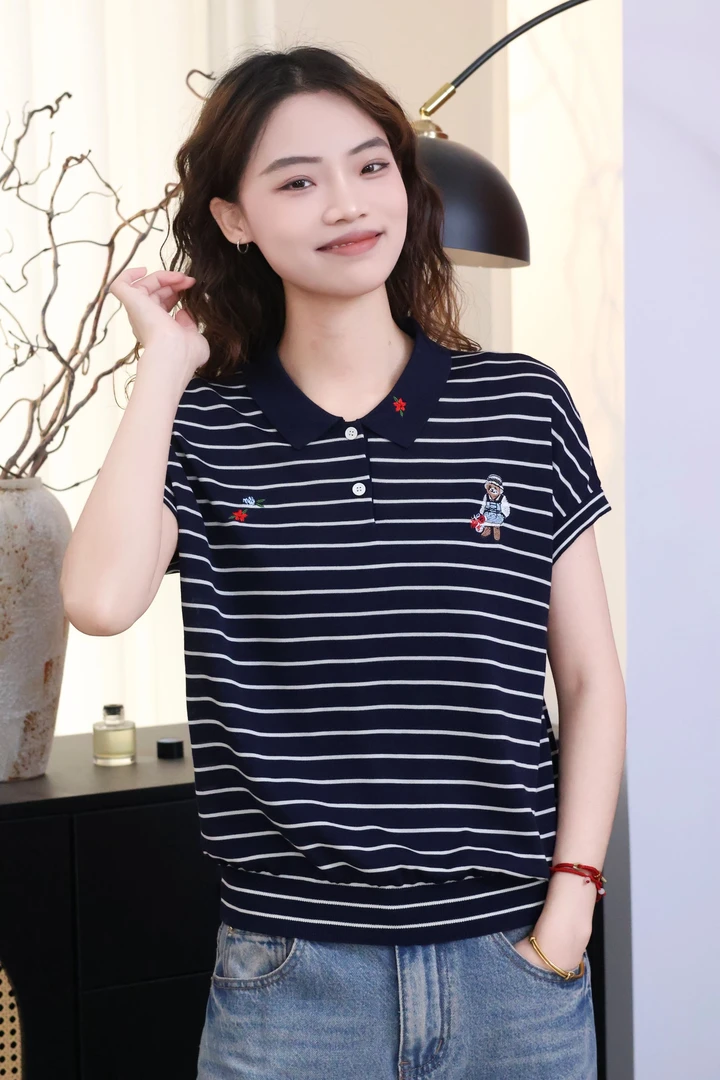 YIANYAN【小熊】兰精天丝百搭款条纹T恤