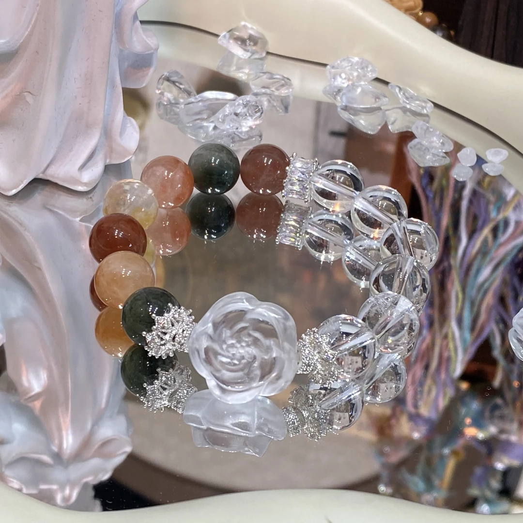 【285 彩兔毛山茶花 】天然发晶手串原创小众设计