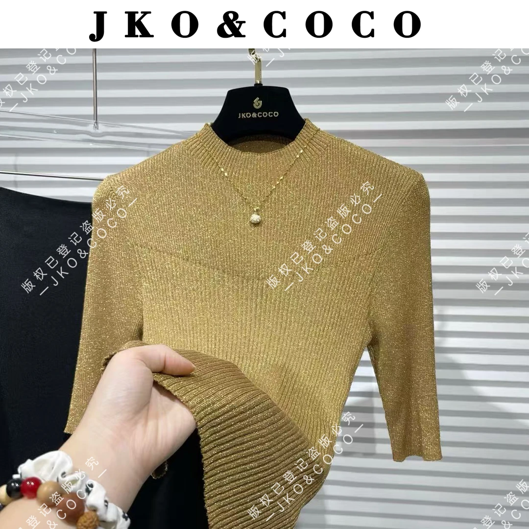 JKO&COCO【白月光】意大利水晶纱夏季薄款时尚百搭 针织衫 上衣短袖