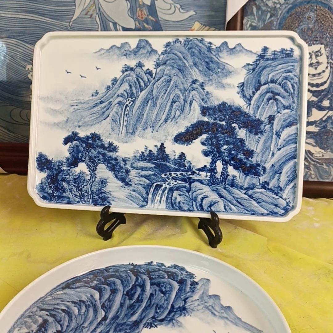 冰***泉景德镇手绘釉下彩手绘