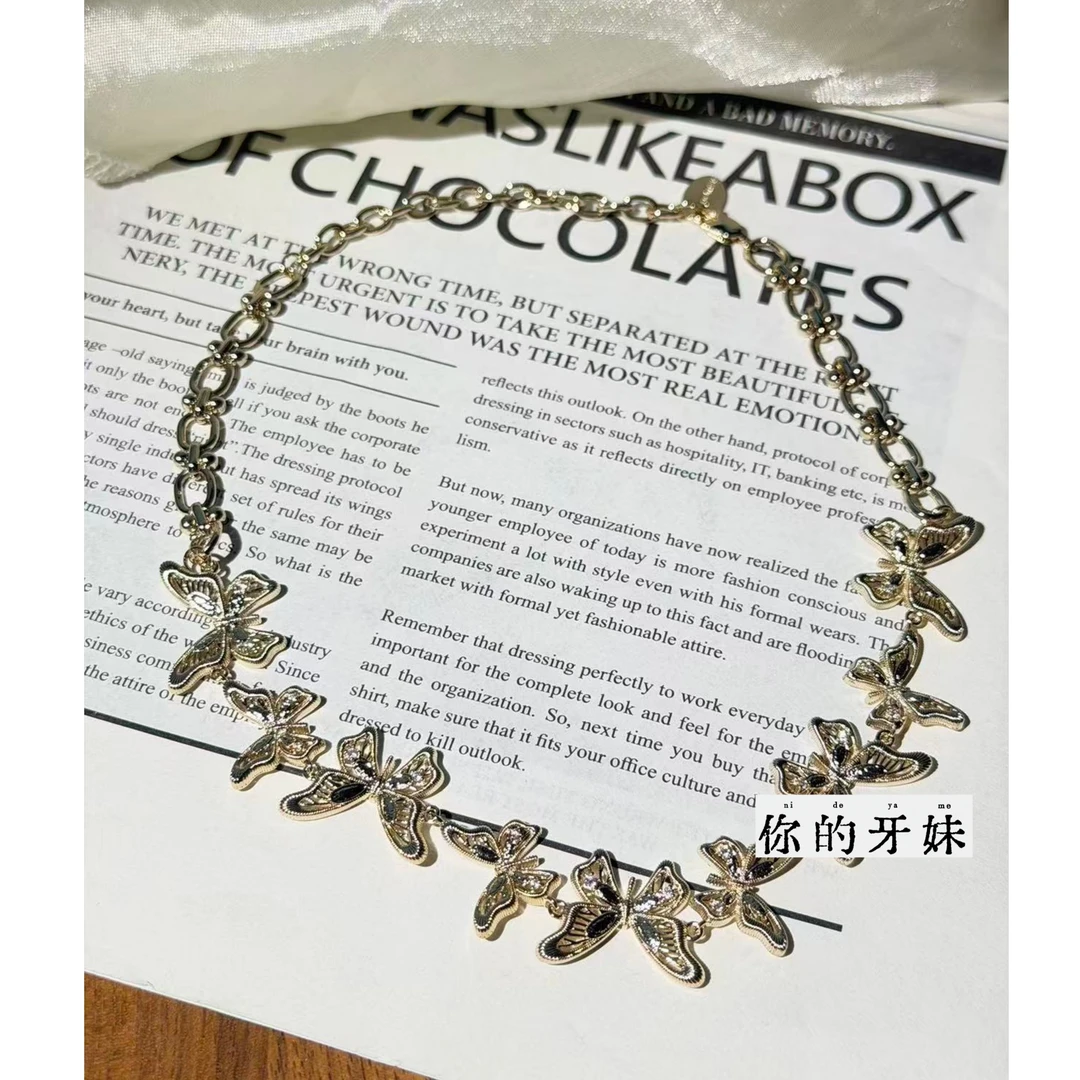 合金项链 多蝴蝶项链XL844时尚经典百搭轻奢复古气质小众