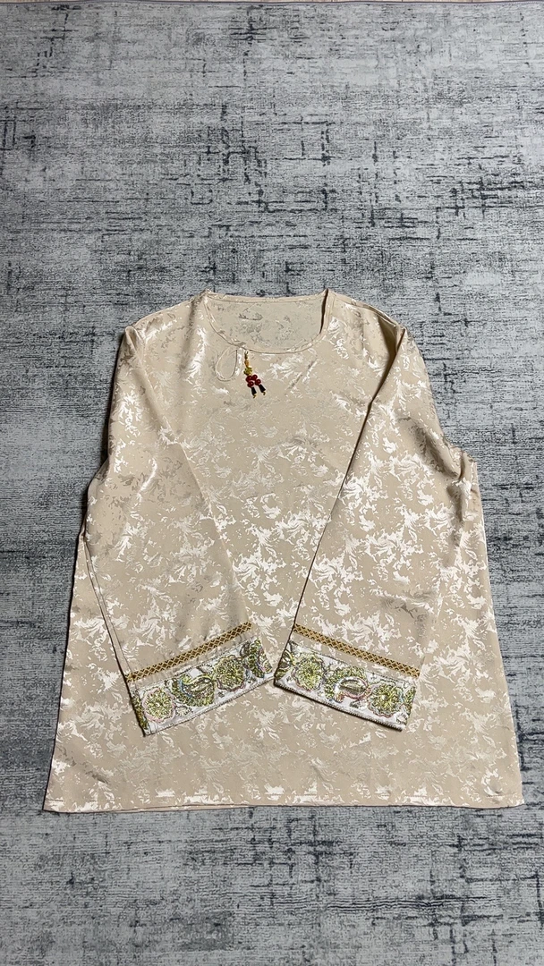 【5123】新中式国风拼接袖口上衣