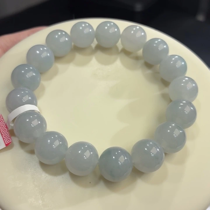 翡翠未镶嵌手链冰胶蓝底飘花卡12