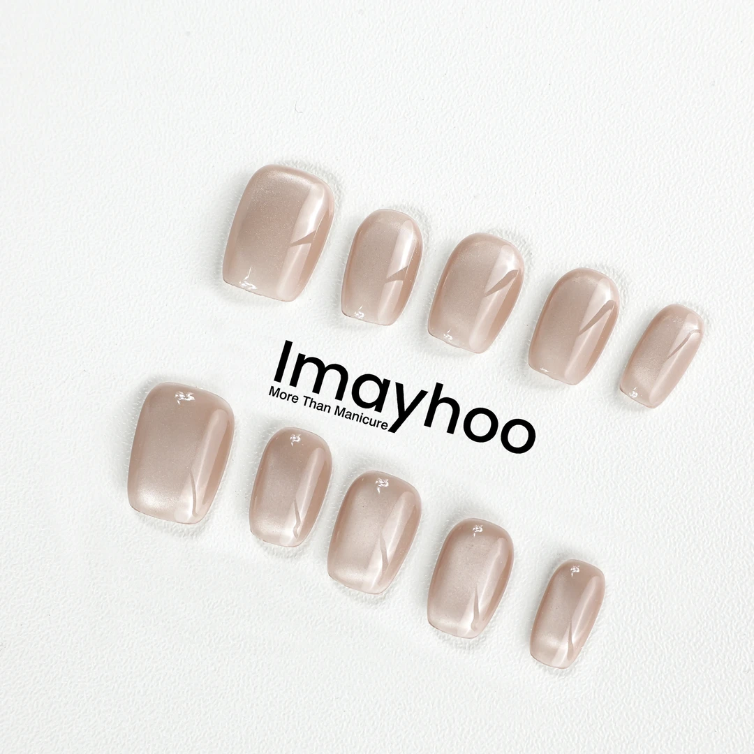Imayhoo纯手工高定穿戴甲【蔷薇少女】裸粉纯欲猫眼晶石显白DF06073