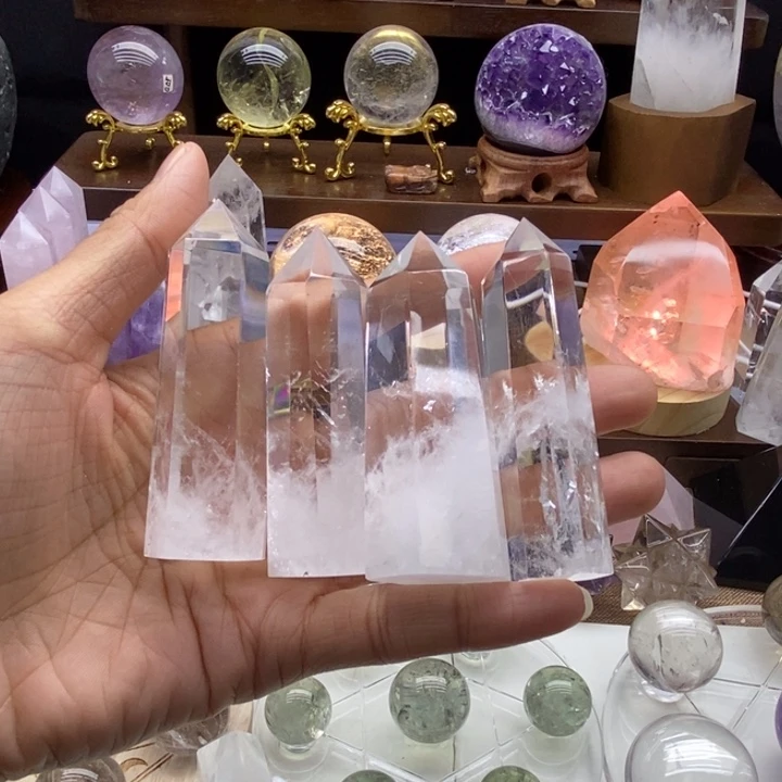 侠***子水晶未镶嵌摆件天然白水晶柱1