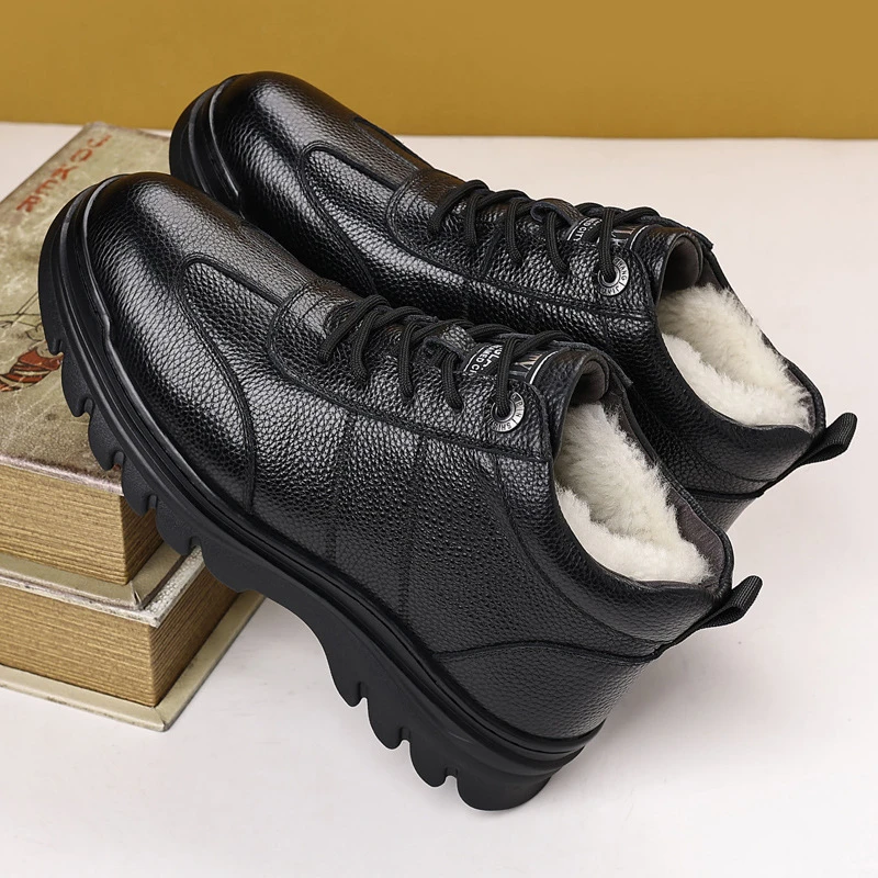 真皮男士高帮棉鞋中老年冬季加绒保暖棉皮鞋防滑特厚雪地靴