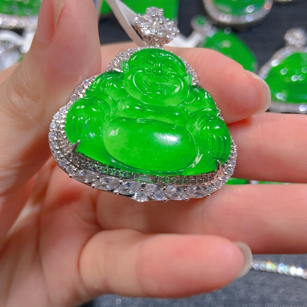 翡翠银S925镶嵌吊坠(不含链)