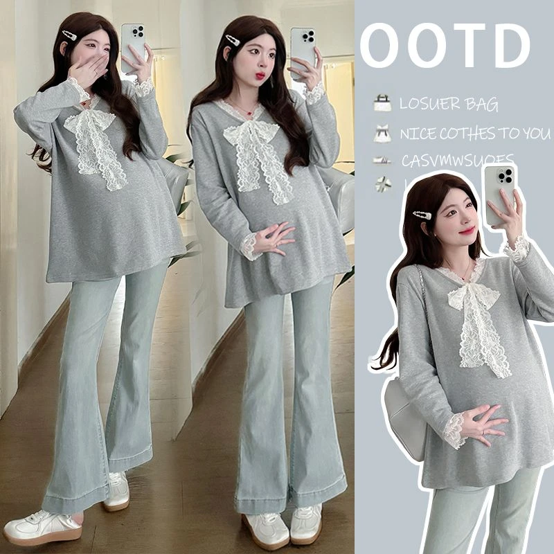 2025春季新款孕妇上衣宽松衣服遮肚子不显怀洋气时尚百搭怀孕长袖