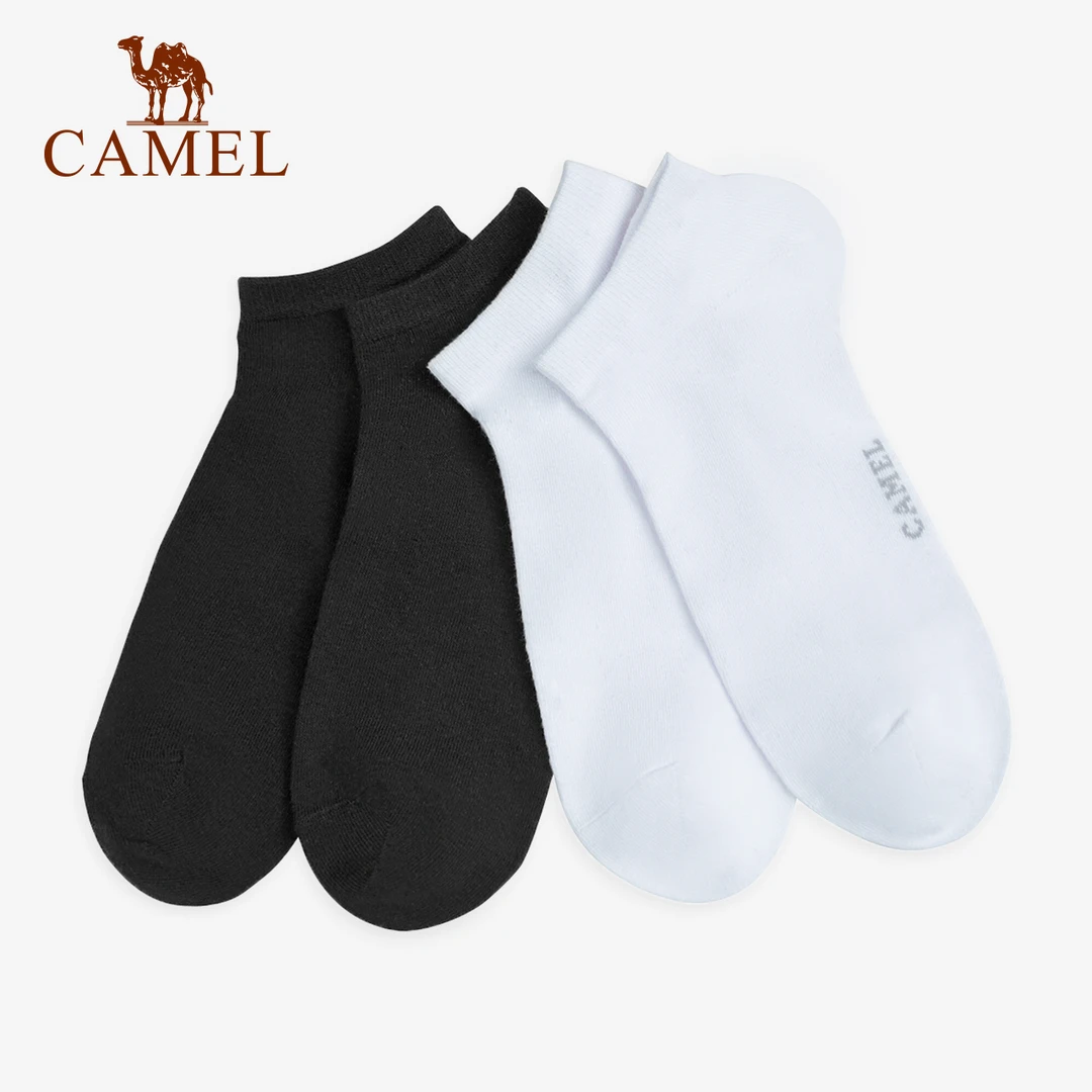 【两双装】骆驼船袜简约黑白吸汗透气低帮男士短袜子R9S7AN121A