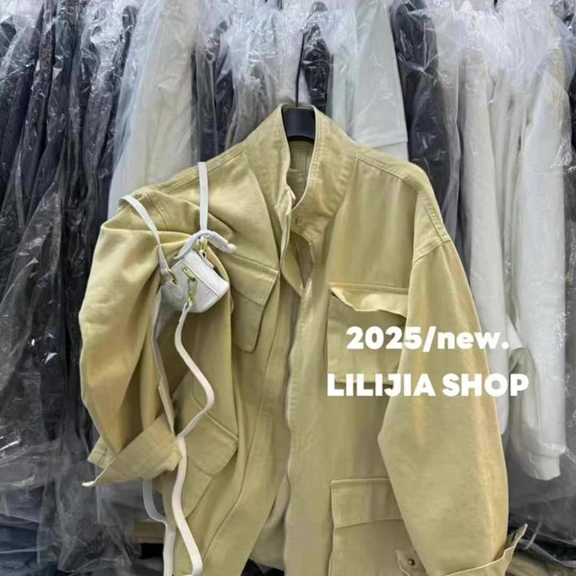 2025春上新美式复古休闲设计感口袋工装百搭外套短外套女