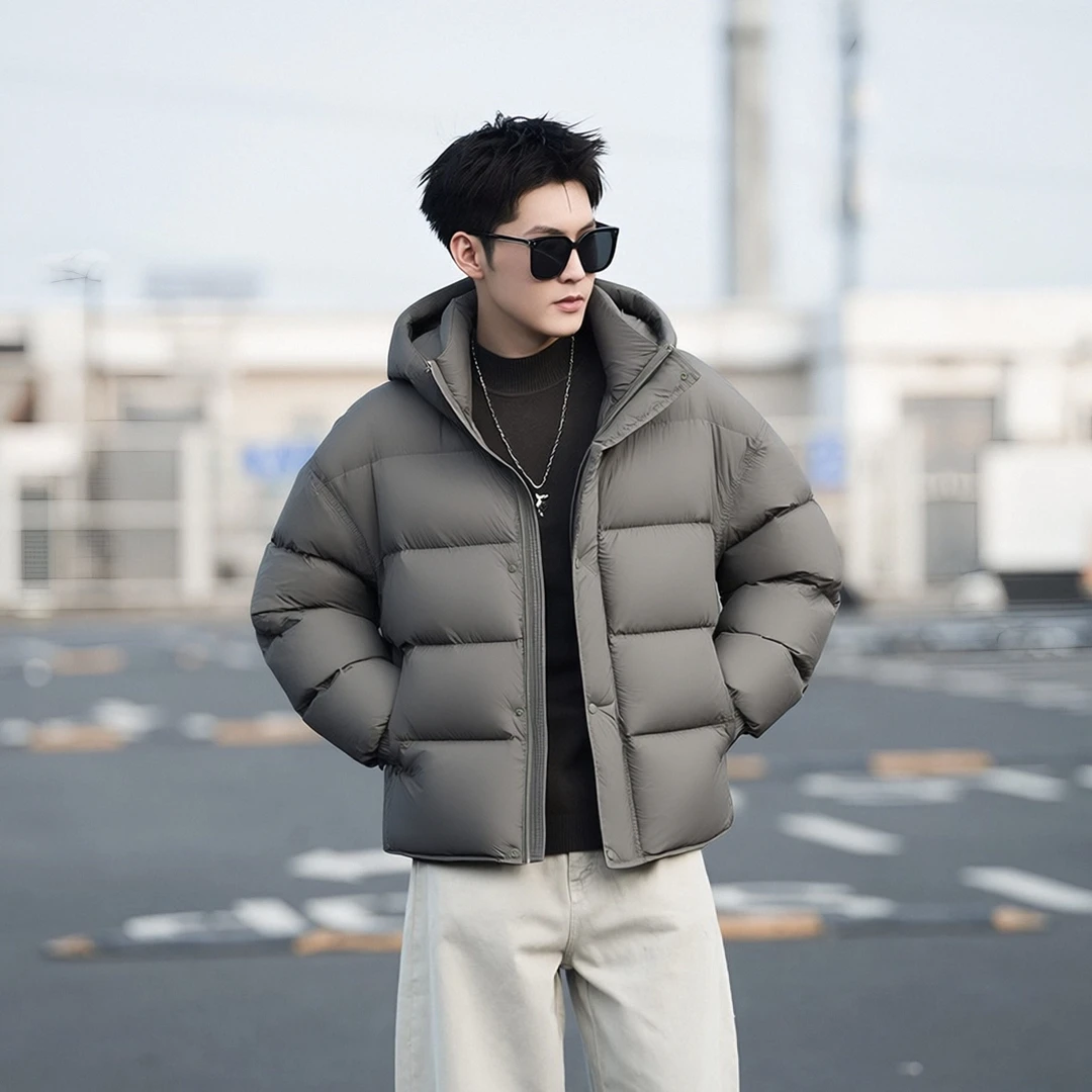 高级感男装连帽保暖羽绒服冬季加厚高级外套男士网红款衣服羽绒服